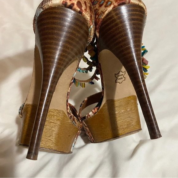 Zigi New York Bohemian Beaded floral sexy high heels platform  sandals size 9 - Picture 6 of 9